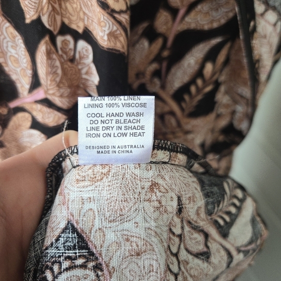 Anthropologie KIVARI V-Neck Puff Sleeve Linen Midi Dress - Picture 11 of 12